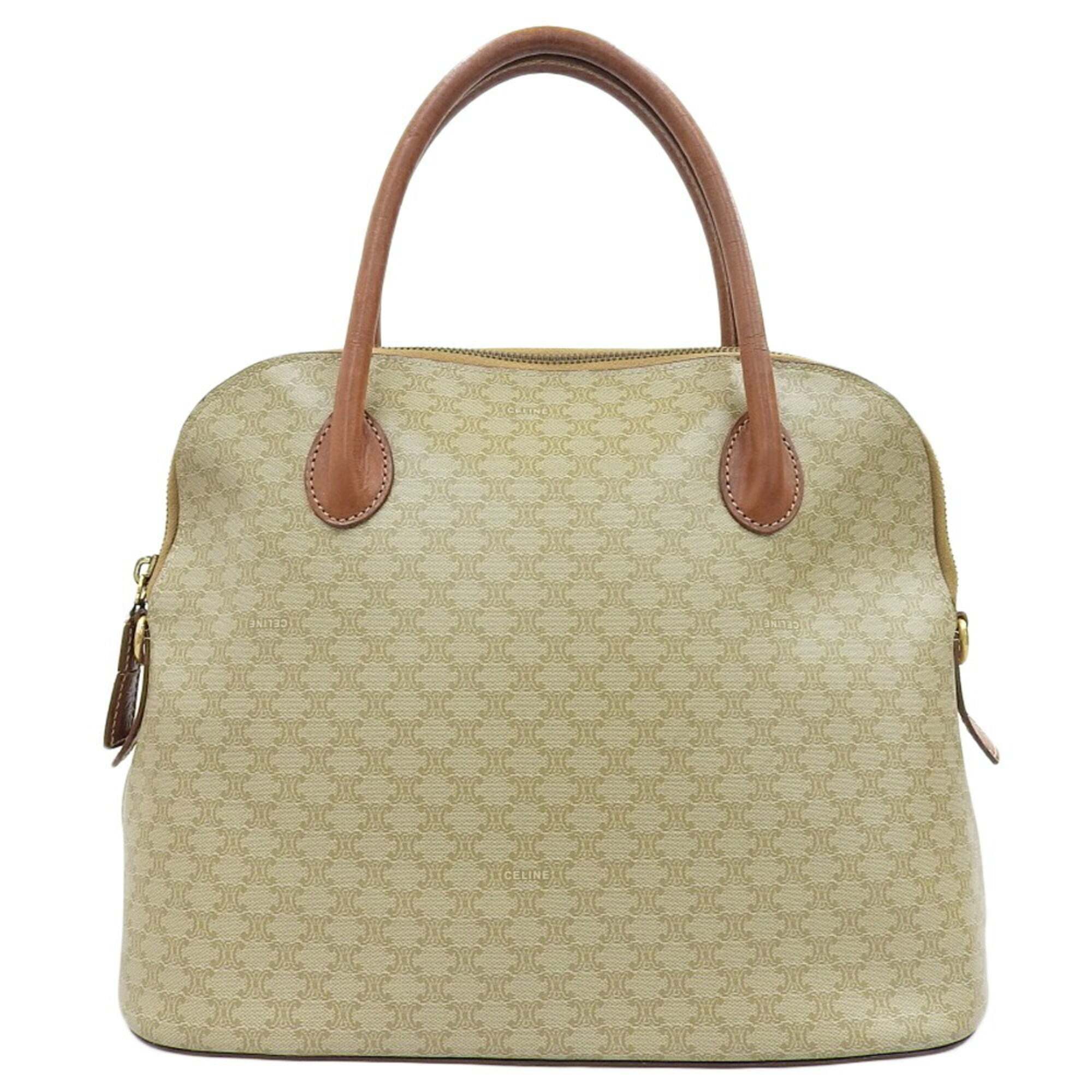 Celine Celine Macadam Pattern Bolide-Style Handbag M95 Beige X Brown